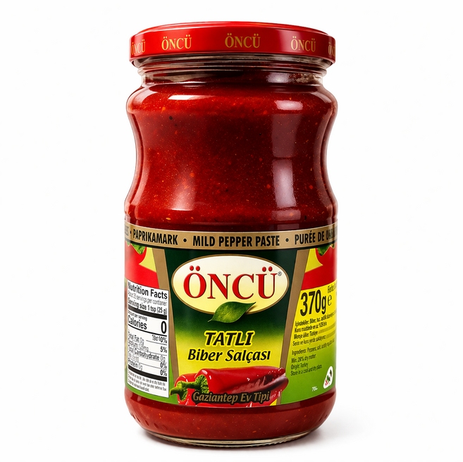 Oncu Mild Pepper Paste Tatli Biber Salcasi Traditional Turkish Taste 370 G 터키 홍피망 페이스트, 1개, 370g