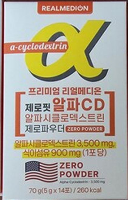 리얼메디온제로핏 알파 CD 알파시클로덱스트린 총 제로파우더 난소화성말토덱스트린 시디 사이클로덱스트린 분말, 1개