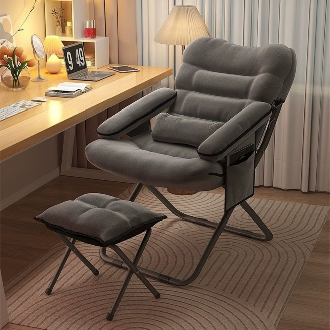 domiheat 접이식 리클라이너 의자 스쇼파 세트 편한의자(스툴포함), 다크그레이 세트, 1개