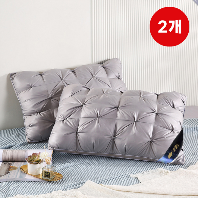 솜느 프리미엄 5성급 호텔 베개 1000g, 2개, 그레이