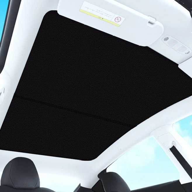 테슬라 Model 3 글래스 루프 선셰이드 모델3 롱레인지 천장 썬쉐이드 암막 메쉬 더블레이어 햇빛가리개, 모델3 롱레인지 블랙 1세트, 1개