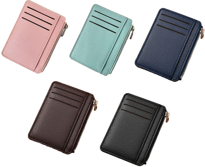 올리트리 미니멀 가죽 지퍼 카드지갑 슬림 카드케이스