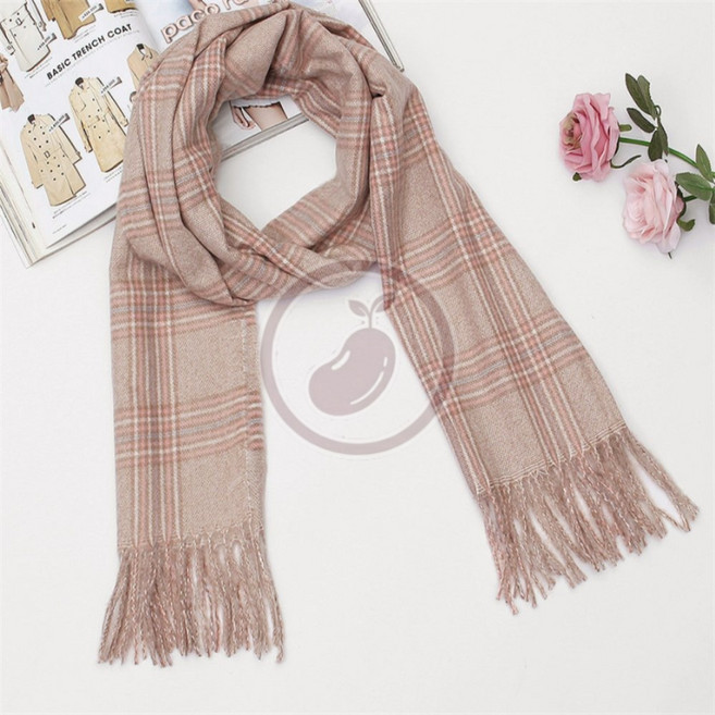 깨들 프린지 체크 숄 머플러 숄머플러