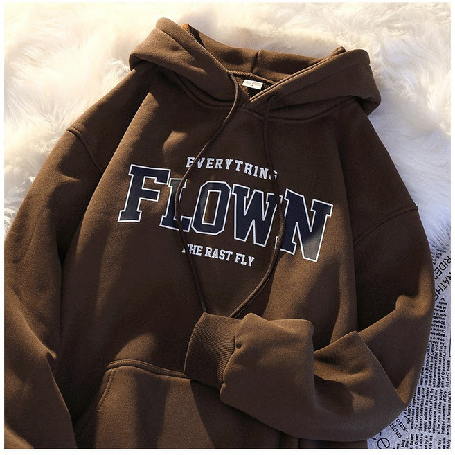 남녀공용 FLOWN 기모 후드 티셔츠