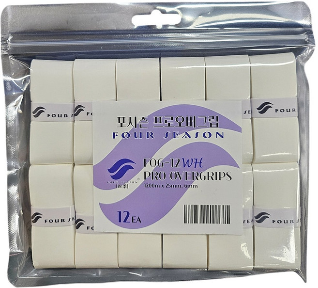 포시즌 배드민턴그립 FOG-12, 1세트, 화이트