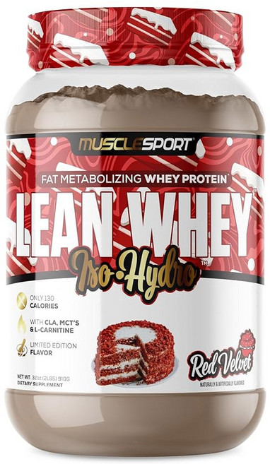머슬스포츠 린 유청 레볼루션 단백질 파우더 분리주 저칼로리 저탄수화물 저 놀라운 맛 스쿱당 25g 2파운드 레드벨벳, Red Velvet Cake, 2 Pound (Pa of 1), 1개