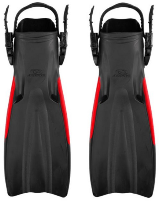 AROPEC 開口式潛水橡膠蛙鞋 L, 黑/紅,L