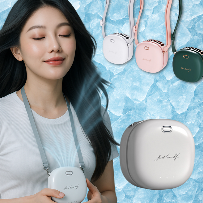 [핸즈프리] 누바르 마카롱 목걸이 휴대용 선풍기 손선풍기 목선풍기 스트랩 KC인증, 1개, 퓨어화이트(White)