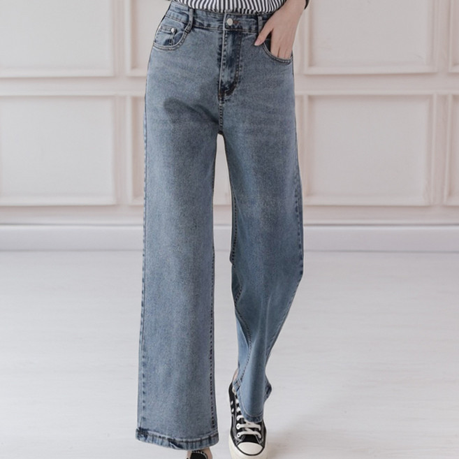 여성 히든밴딩 청바지 와이드 스판 데님 봄 데일리 팬츠