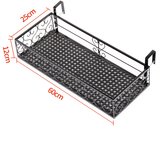 [오디가 ODIGA] 베란다 난간 화분걸이, 60cm, 5cm, 검정색(Black)