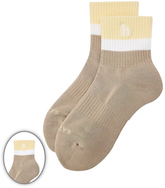 [국내백화점] 헤지스골프 여성 칼라 블록 미들 삭스 베이지, FREE