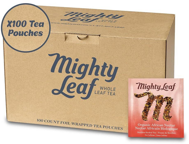 Mighty Leaf 유기농 아프리카 꿀 차 티 파우치 100개, 1개, 1) 100 Count Pack of 1