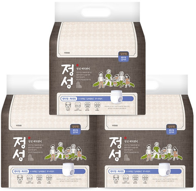 정성 남녀공용 매직팬티 성인기저귀 특대형 10개입, 3개