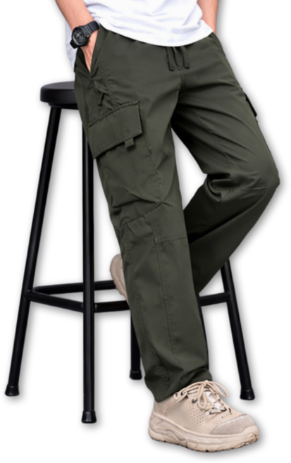 코트니스 남성 봄가을 카고 바지 편안한 허리 밴딩 등산 작업복 아웃도어 팬츠