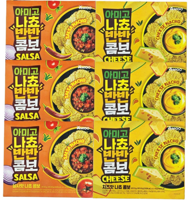 마담K 아미고 나쵸 반반 콤보 치즈 살사맛 100g 6개, 1개
