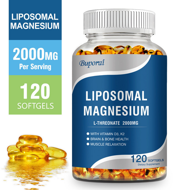 리포소말레스 마그네슘 L-트레오나트 2000mg - 비타민 D3 K2 - für Gehirn, 2개, 120정