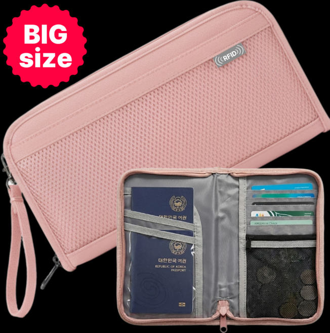 윌카 여행 갈 때 필수 스키밍 방지 RFID 차단 지갑 가족 여권 케이스 파우치