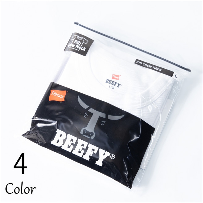 BEEFY 비피 HANES 헤인즈 T셔츠 맨즈 반소매 크루넥 리브 텔레코 태그리스 헤비 웨이트 두꺼운 슬림 날씬한 팩