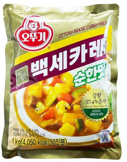 보리보리/오뚜기 백세 순한맛 카레 1kg 1박스 (10개입), 100g