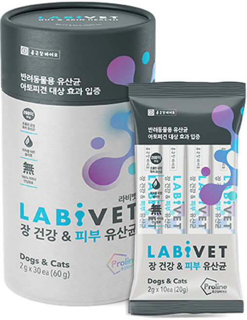 종근당라비벳 반려동물 영양제, 30회분, 피부/피모+장건강, 3개