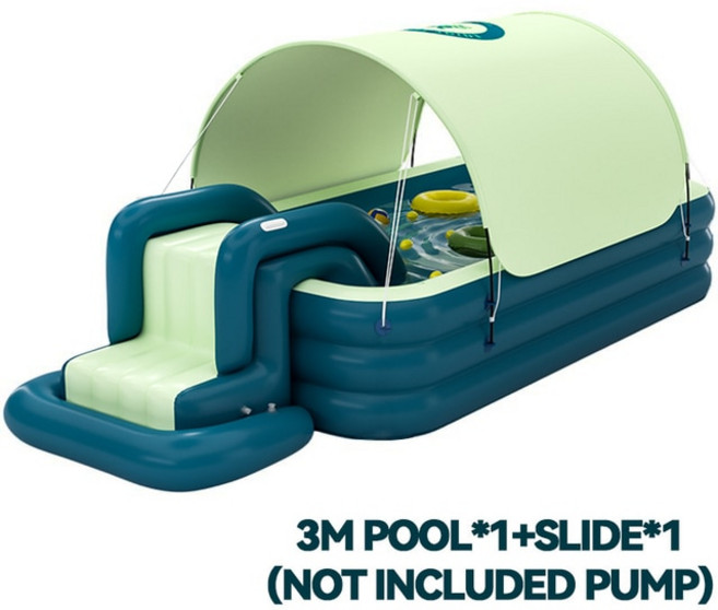 에어풀장 3 M 풀장 수영장 대형수영장 워터슬라이드 수영장 풀 야외수영장 미끄럼틀 슬라이드 가정용 풍선 장난감 물놀이 홈풀 선물, 12.3M green slide, 1개