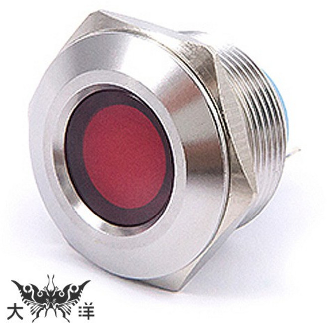22mm 不鏽鋼金屬凹面指示燈(焊線式), 1個, DC24V 藍色
