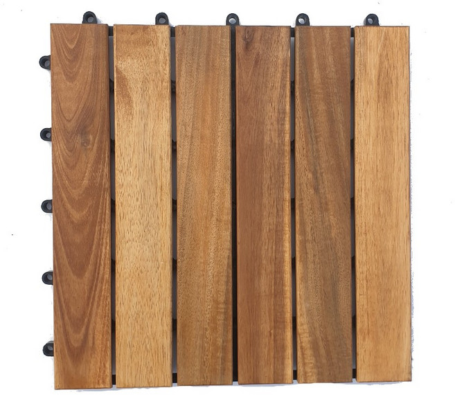 이쁜집 아카시아 원목 데크타일 6슬롯 10개 1세트, 내츄럴