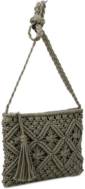 코튼 뜨개 가방 미니 태슬 지퍼 크로스백