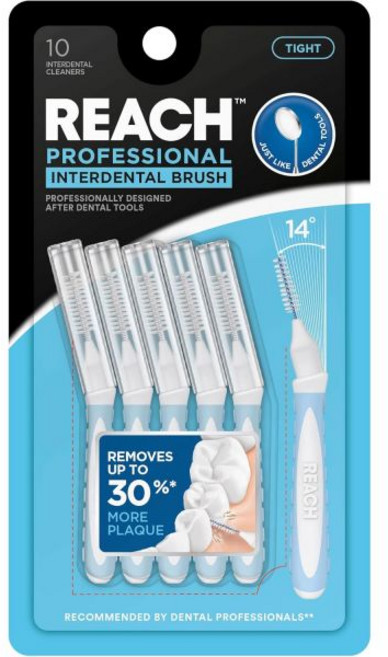 Reach REACH 치간 칫솔 타이트 1.0mm 플라크를 30% 더 제거 잇몸 보호를 위해 특별히 설계됨 PFAS 무함유 10개 브러시 치실 오랄 케어, Reach REACH 치간 칫솔 타이트 1.0mm 플라