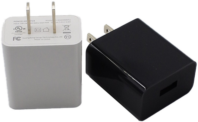 三古 15W USB 充電頭 5V/3A 輸出 美規UL認證電源供應器, 黑色, 1個