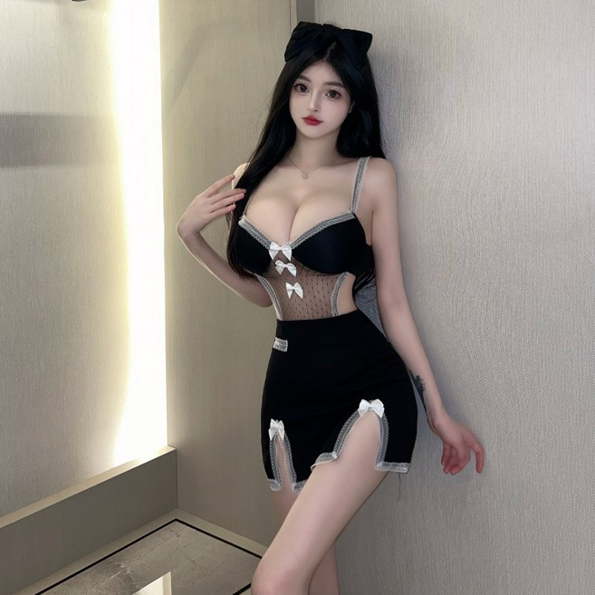 夜店性感洋裝 辣妹風露背低胸短裙, 黑色#8,L