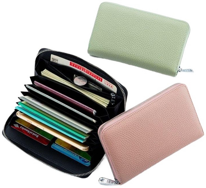 통장지갑 소가죽 RFID차단 여행 통장보관함 베트남동지갑 파우치 지퍼 안티스키밍 블랙