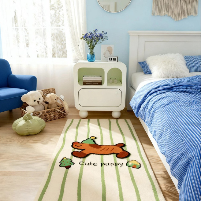 모던 인테리어 침대 옆 러그 / 키즈룸 베이비룸 카페트