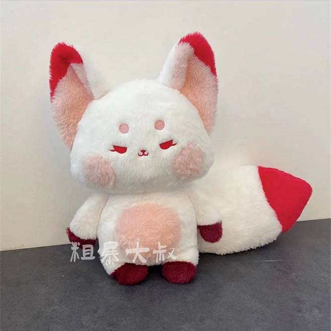 名創優品 抖音同款 嘟嘟狐狸玩偶 毛絨玩具 大尾巴狐狸 狐狸公仔 狐狸娃娃 生日禮物 交換禮 安撫娃娃 狐狸抱枕 小狐狸, 1個, 【小尾巴+全身长60cm】红粉狐狸