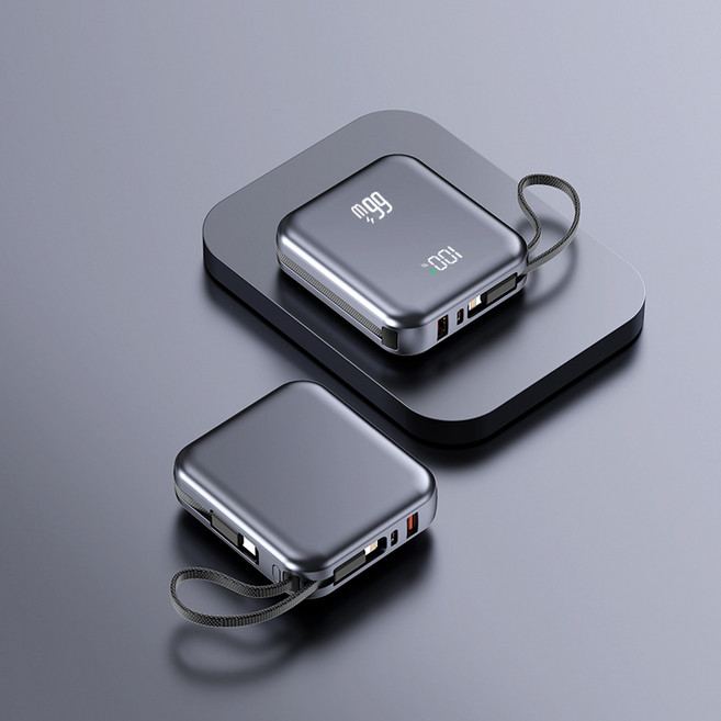 GoaTa 대용량 보조배터리 고속충전 20000mAh PD 66W 초고속 충전 초경량 디지털 디스플레이 내장 케이블, 블랙