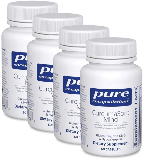 퓨어인캡슐레이션 커큐마소브 마인드 터메릭 녹차 추출물 캡슐 Pure Encapsulations CurcumaSorb Mind, 4개, 60정 - 쿠팡
