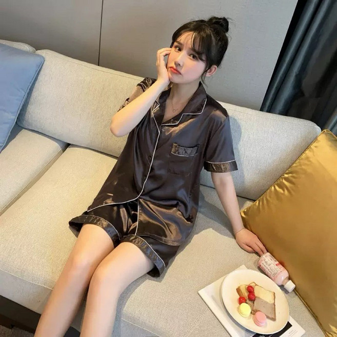 冰絲短袖睡衣套裝 夏季居家服