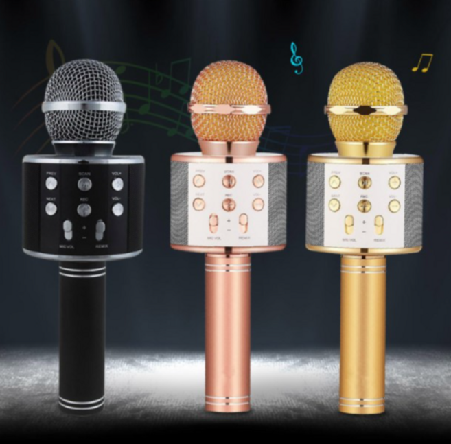 H&O 무선 블루투스 노래방 마이크 에코조절 홈파티 차량 야외 휴대용 마이크, 블랙