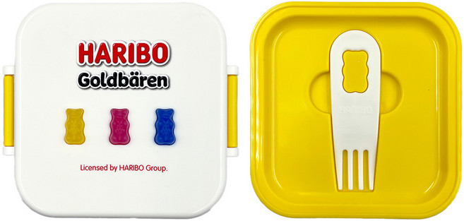 하리보 골드베렌 런치박스 2단 도시락, 하리보 골드베렌 2단 런치박스(옐로우), 1개