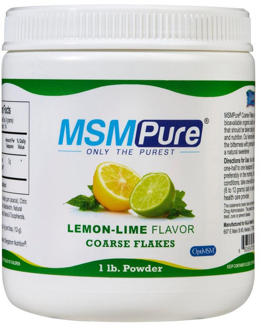 Kala Health 칼라 헬스 MSM퓨어 레몬 라임 향 MSM 거친 분말 조각, 1파운드(1팩), 레몬라임, 1개