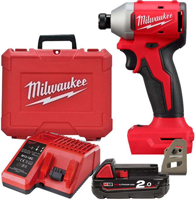 밀워키 M18 BLIDR-201C 충전 18V 임팩드릴 2.0Ah 배터리 1개세트 M18 CBLID 후속모델, 1개