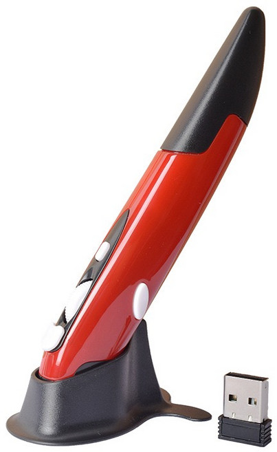 무선 광학 펜 마우스 2.4GHz USB 마우스펜 3색 속도 조절가능, 레드