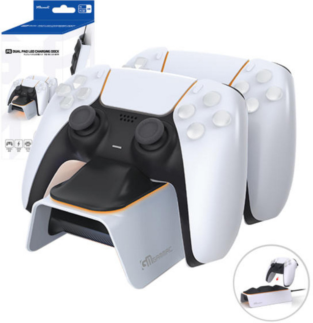 PS5 겜맥 듀얼센스 듀얼 패드 LED 충전독 충전거치대, 1개