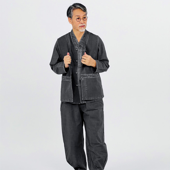 백제봉 생활한복 봄 가을 조끼 저고리 바지 세트 개량한복 절복 법복