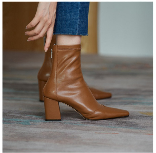 하이힐 웨스턴 스판 삭스 앵클 부츠 B21