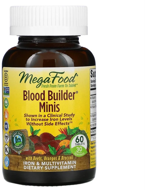 (2개) 메가푸드 MegaFood Blood Builder Minis 60정, 2개 - 쿠팡