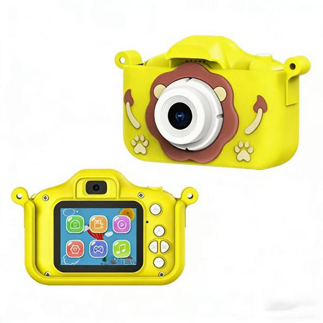 兒童數位相機 聖誕禮物 交換禮物 兒童節禮物 生日禮物, 1個, 黃獅-3個游戲