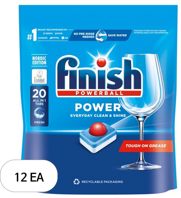 피니시 파워볼 탭스 식기세척기용 세제 17g 20p, 340g, 12개