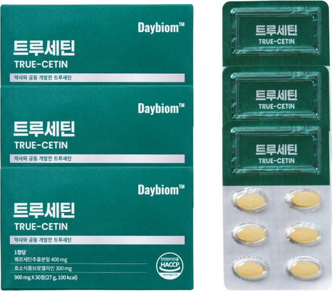 데이바이옴 퀘르세틴 브로멜라인 특허 트루세틴 900mg, 3개, 30정