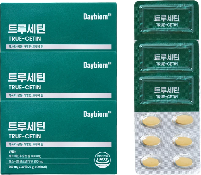 데이바이옴 퀘르세틴 브로멜라인 특허 트루세틴 900mg, 3개, 30정 - 쿠팡